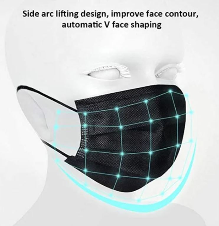 Face Mask - 3 Ply Bl