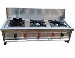 Stainless Steel Three Burner Range, For Commercial, Number Of Burner: 3