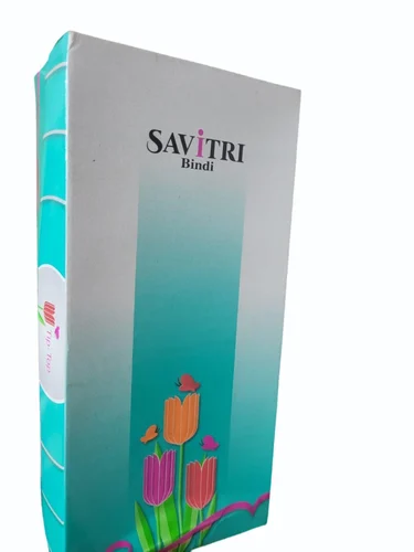 White Blue Printed Bindi Packaging Box