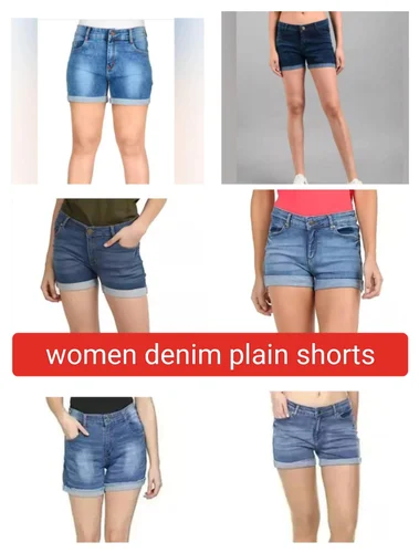 Women Denim Plain Sh
