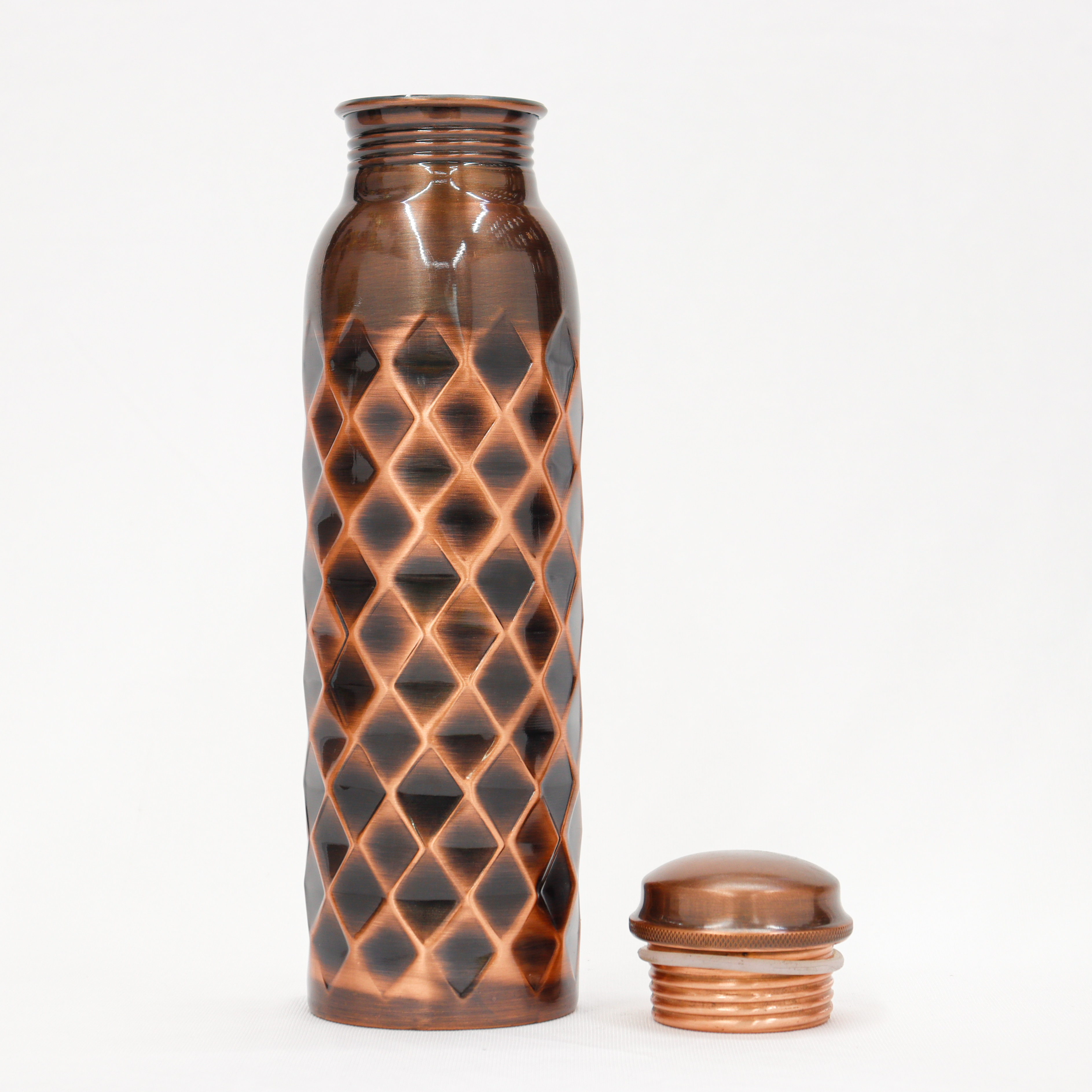KUVI Copper Charge 1000ml Water Bottle 100% Copper Water Bottle Leak Proof & Rust Proof Water Bottle With Anti Oxidant Properties of Copper For Home School & Office (1000 ml) 