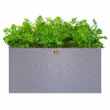JP PLANTERS Fiberglass Trough Planter - Large Flower Pot - Poly Grey (80 x 40 x 40 cm)