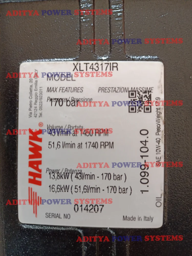 Xlti Series Hawk Made In Italy High Pressure Triplex Plunger Pumps