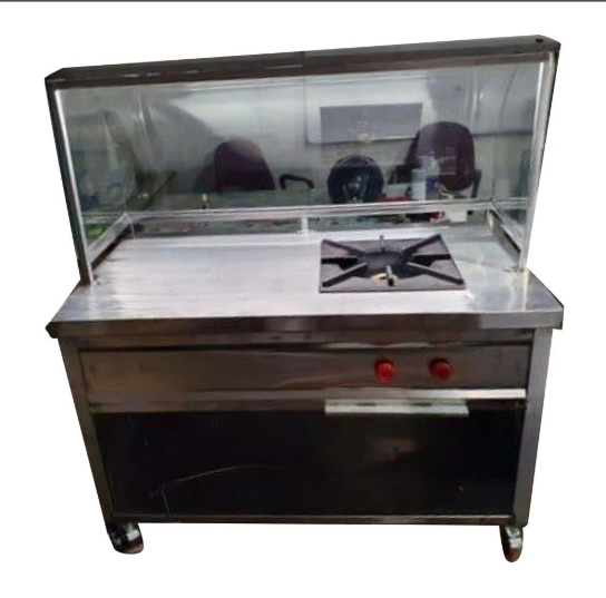 Single Burner Stainless Steel Fast Food Counter