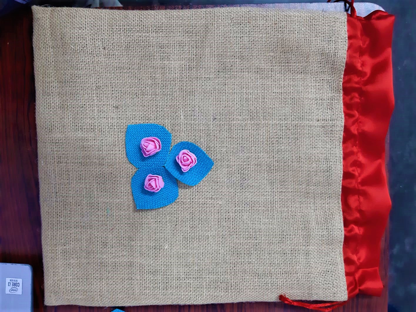 Decorative Jute Pouch with satin top