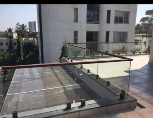 12 mm plane glass railing and design