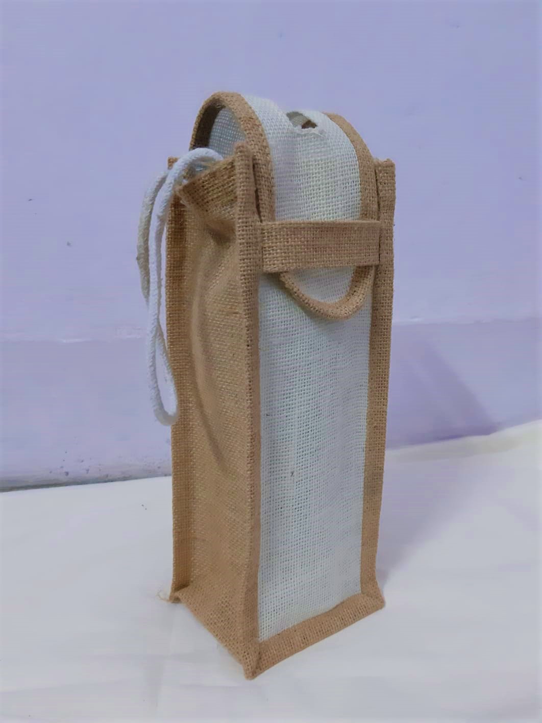 White Jute bottle bag