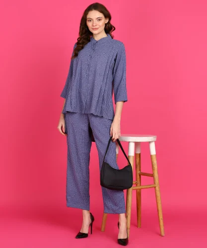Women Cotton Blend Shirt Top & Palazzo Co-ords Set