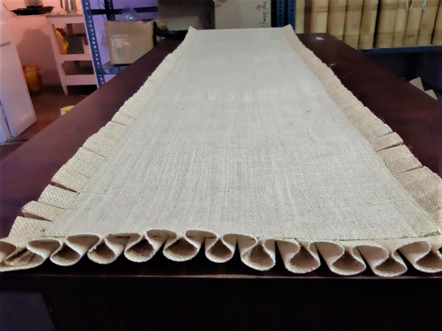 Jute Frill Beige Runner with Mats & Cutlery Mat 