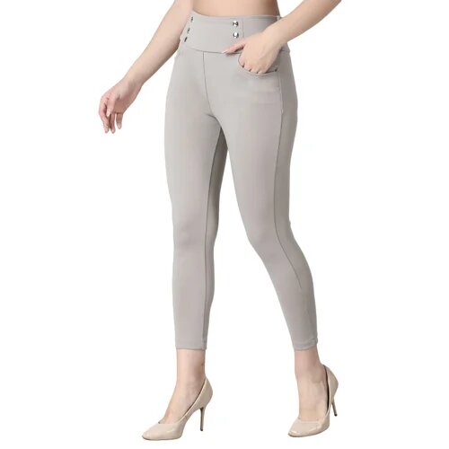 Quill Grey High Rise Curve Hugging Jeggings for Women