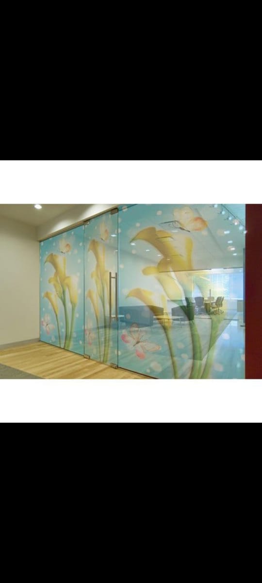 Glass partition and film solution